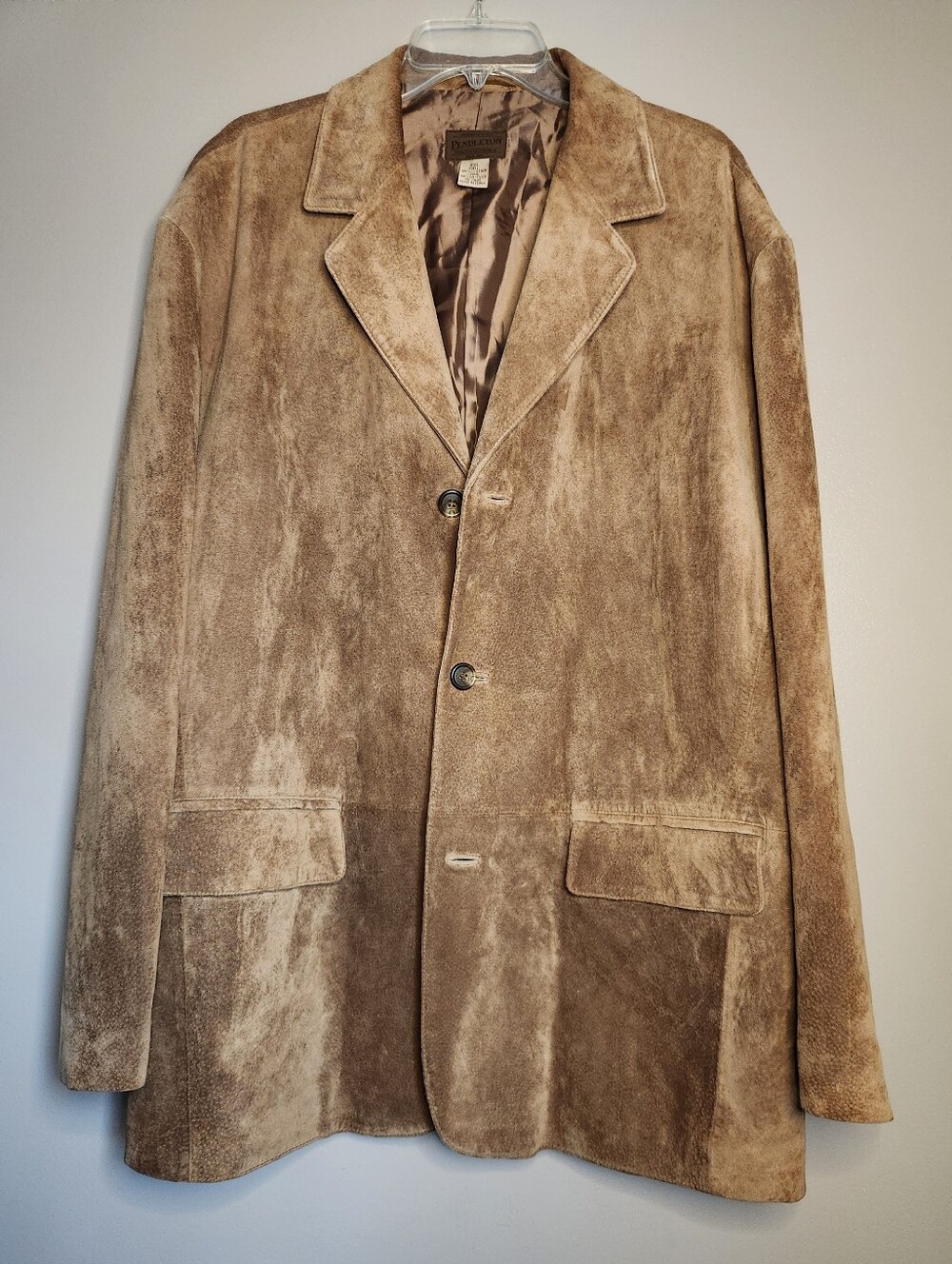 Pendleton Men's Suede Leather Button-Front Jacket in Brown Size XXL